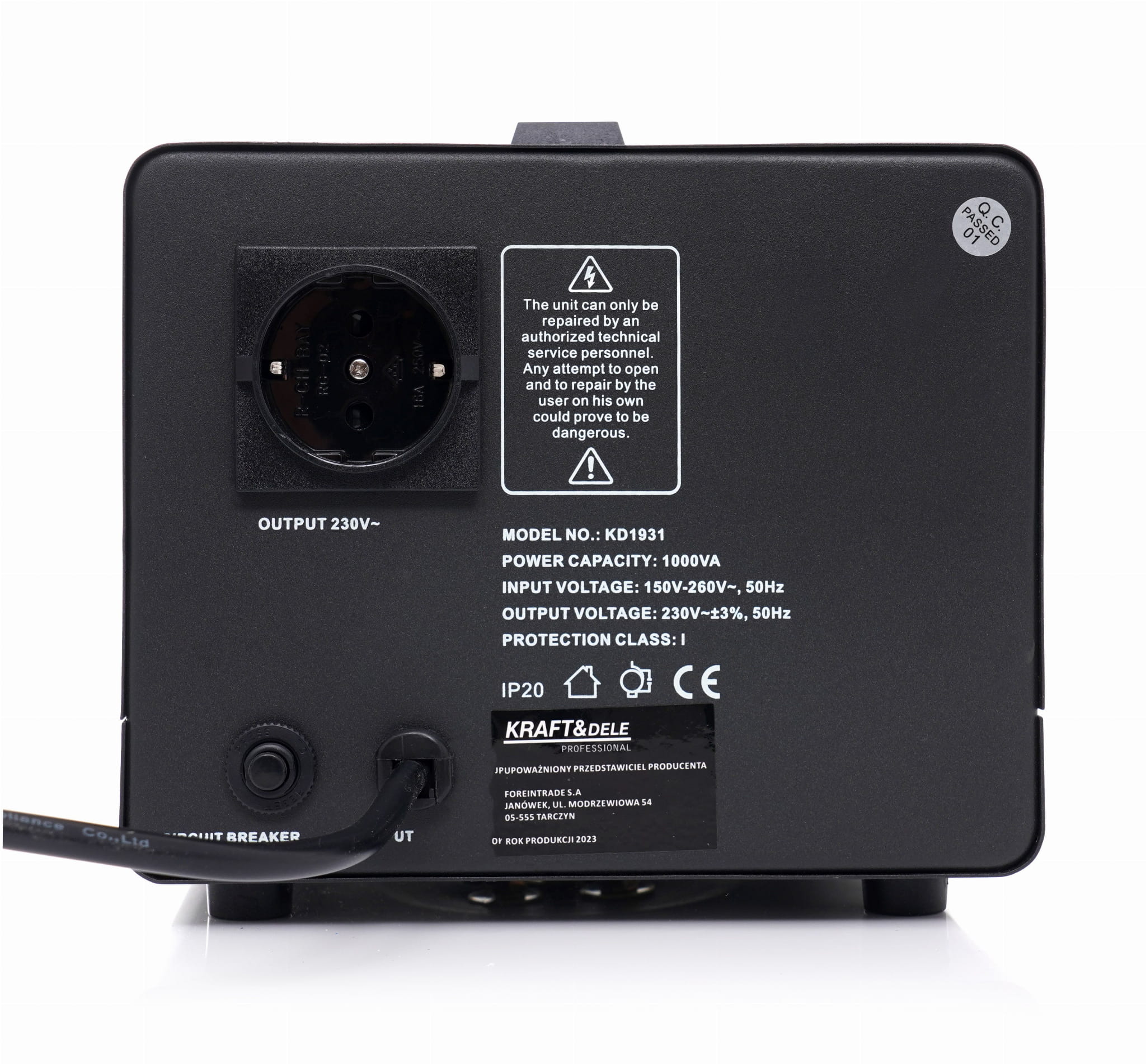 FESZÜLTSÉGSZABÁLYOZÓ AVR 1000VA 230V Kraft&Dele®