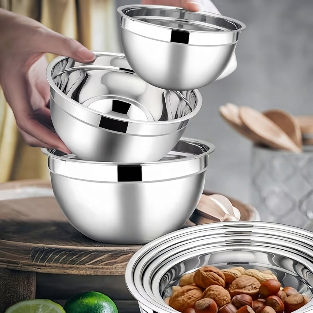 7 db-os inox tál készlet fedőkkel