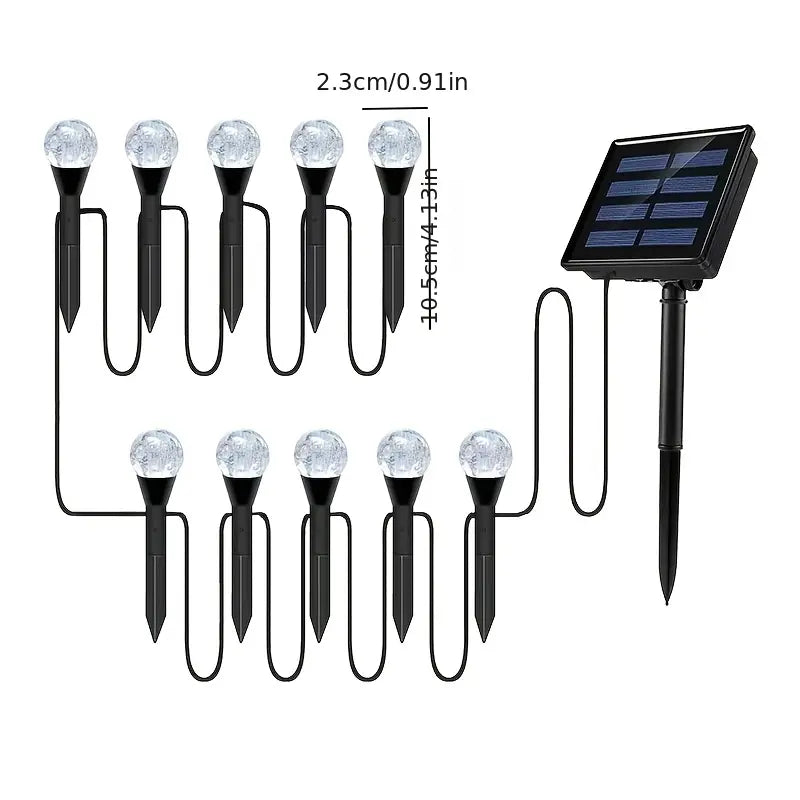 NAPVILÁGÍTÓ KERTI TŰCSÚKOK LED GÖMBBEL 10 DB