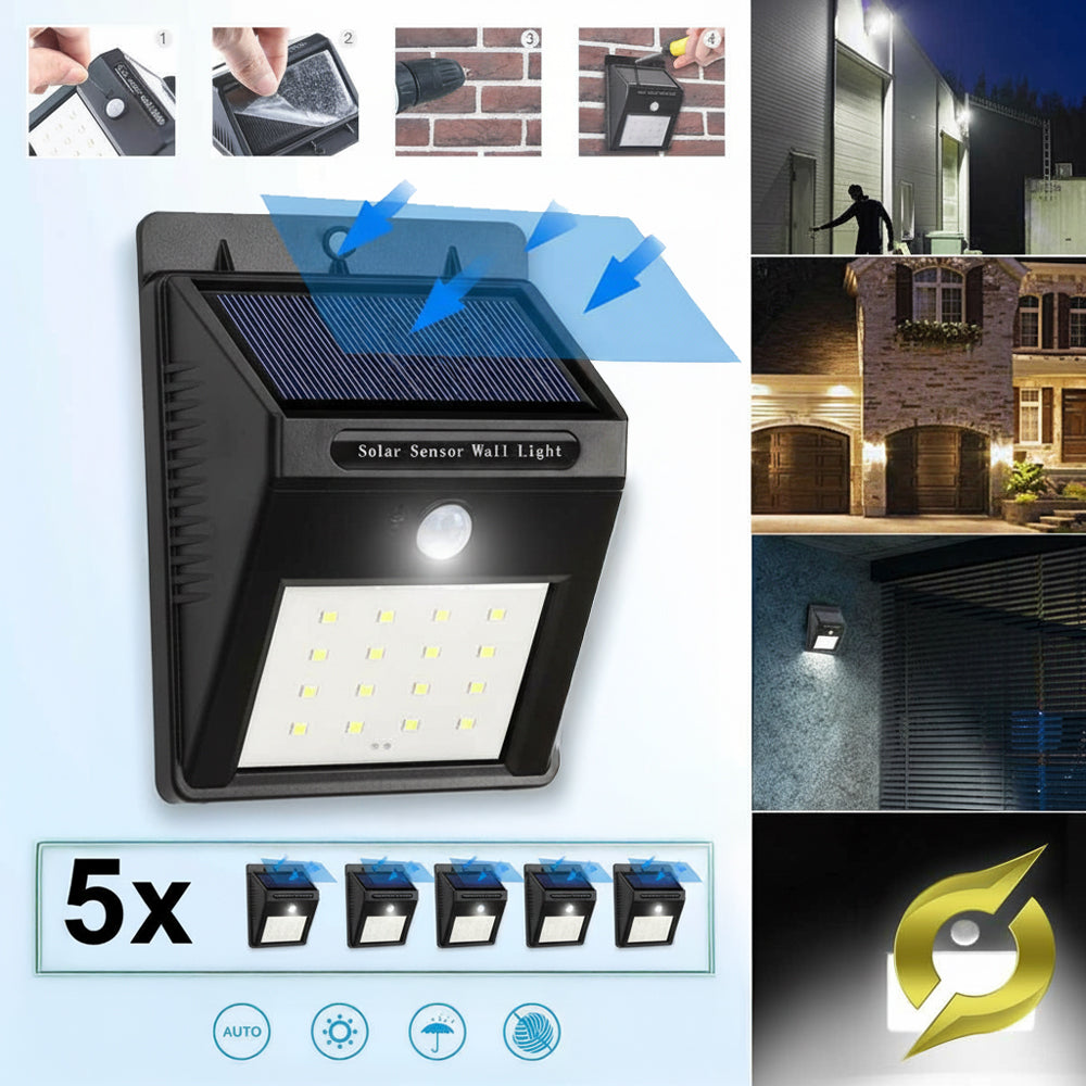 Napelemes lámpa mozgásérzékelővel | 5 Db