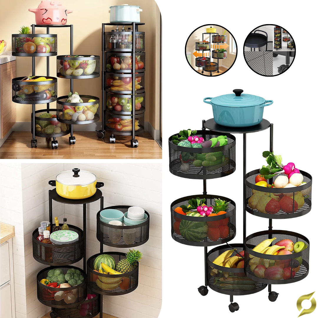 Állvány forgatható polcokkal