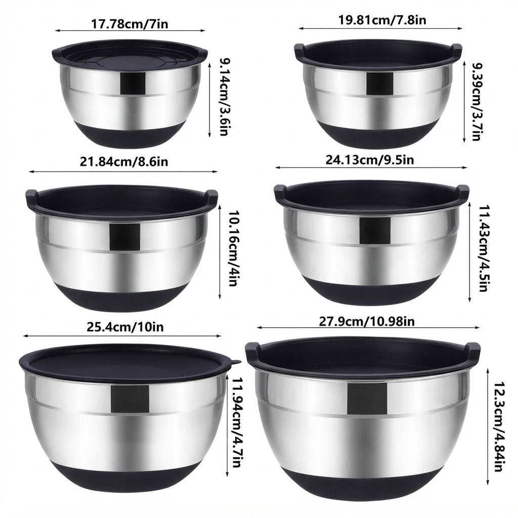 Inox tál készlet hermetikus fedőkkel