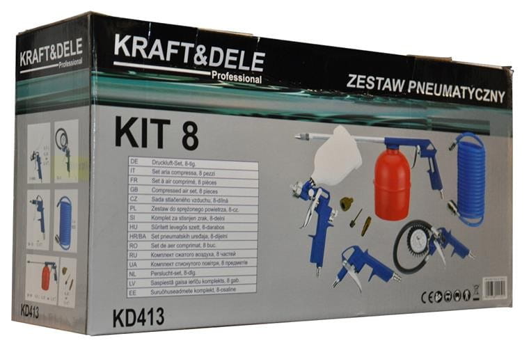 OLAJKOMPRESSZOR Kraft&Dele® 24L + PNEUMATIKUS KÉSZLET 8U1