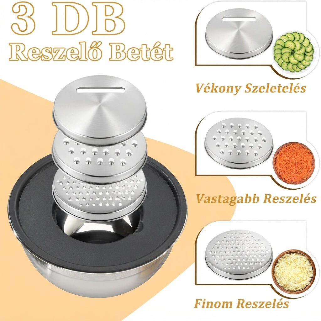 Inox tál készlet hermetikus fedőkkel