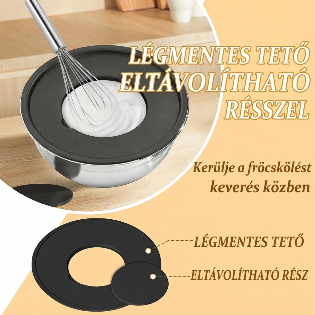 Inox tál készlet hermetikus fedőkkel
